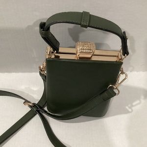 Olive green small purse with rhinestones